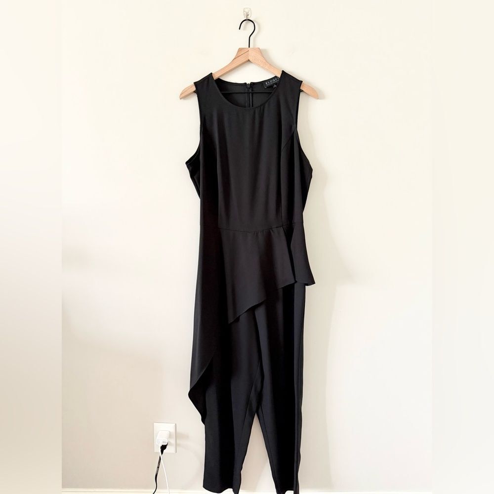 ELOQUII Sleeveless Jumpsuit with Asymmetrical Peplum in Black - Size 14 - Picture 3 of 8